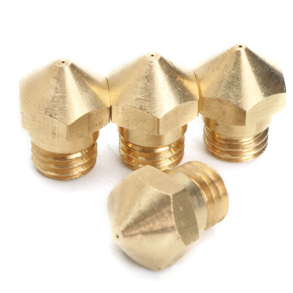 4pcs 0.4mm Brass M6 Thread Nozzles For 3D Printer 1.75mm PLA ABS Filament