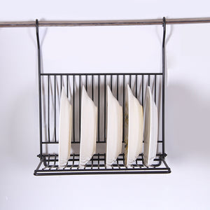 Foldable Kitchen Black Wall Hanging Dish Storage Shelf Organizer Rack Holder NO Drill for Space Saving