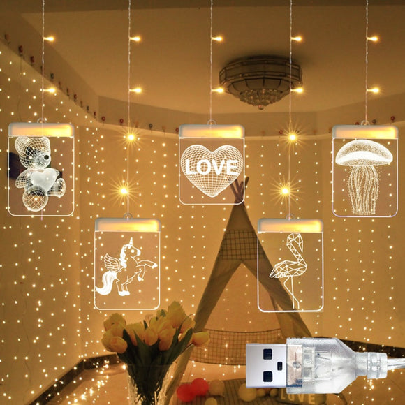 DC5V USB 3D Tears of Rupert Luminous Letters LED String Light Christmas Window Hanging Lamp for Indoor Decor