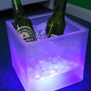 LED Ice Bucket Double RGB Color Layer Square Bar KTV Beer Ice Bucket