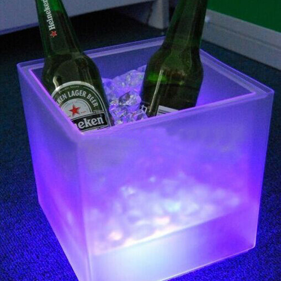 LED Ice Bucket Double RGB Color Layer Square Bar KTV Beer Ice Bucket