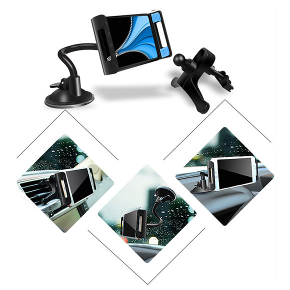 Universal 3 in 1 Strong Suction Adjustable Car Air Vent Wind Shield Phone Holder Dashboard Stand