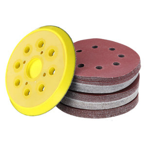 50pcs 125mm 60-240 Grit Sanding Sheet 8 Hole Pads Sandpaper with Polishing Pad