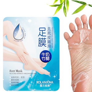 ROLANJONA Milk Bamboo Feet Mask Baby Foot Peeling Masks Deep Exfoliating Repairing Squishy