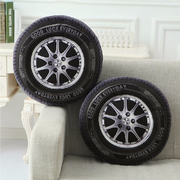 40cm PP Cotton 3D Car Tire Shape Cushion Car Wheel Waist Throw Pillows Home Office Sofa Decor