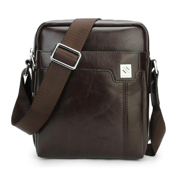 Men PU Khaki Brown Business Casual Outdoor Shoulder Crossbody Messenger Bag