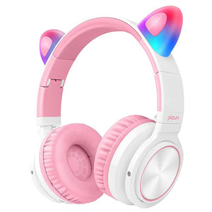 Picun Kids bluetooth 5.0 Headphone LED light Cat Ears TF Earphone Wireless Headset HIFI Stereo Bass Headphones With Microphone