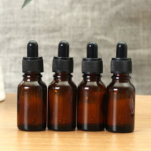 4Pcs 15mL Empty Amber Glass Bottles Aromatherapy Storage Liquid Reagent Pipette with Eye Dropper