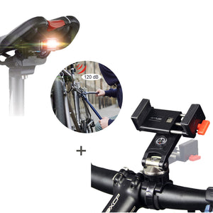 ANTUSI A4 3 in 1 Bicycle Wireless Rear Light and T8 Quick Attach Detach Bike Phone Holder Set