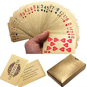 24K Gold Foil Plated Poker Playing Cards Certficate Dollar EURO