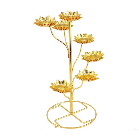 Ladder-Shaped Lotus Candle Holder Butter Lamp Candles Stainless Steel Material For Buddhism Pray Buddhist