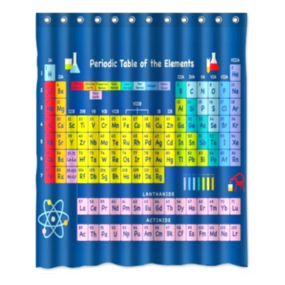 180x180cm Blue Periodic Table of Elements Waterproof Shower Curtain Polyester Printing Decorations