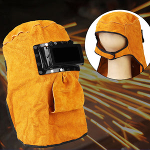 Leather Hood Welding Helmet Mask Anti-glare Neck Protect Lens Filter Welding Cap