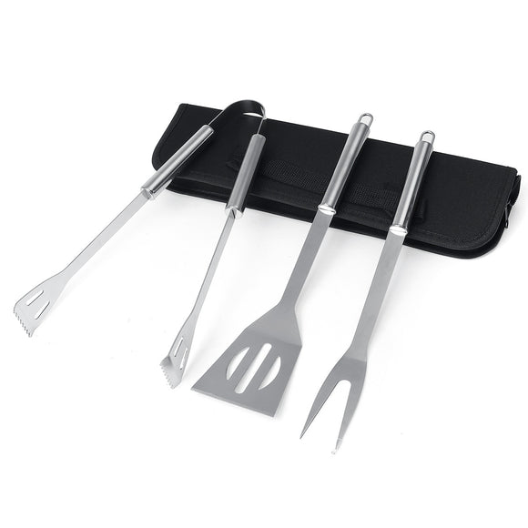 4Pcs BBQ Grilling Tools Utensils Cutlery Stainless Steel Camping Outdoor Cooking Tools