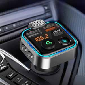 12-24V bluetooth 5.0 LED Display Three USB Wireless Car Fm Transmitter PD20W+QC3.0 Hands-free Call Siri Google Assistant BASS Music with Rhythm Lights