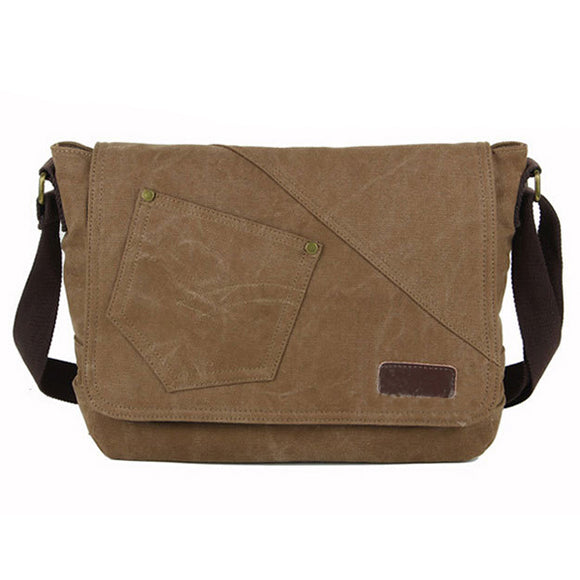 Men's Canvas Messenger Bag Crossbody Shoulder Bag Vintage Satchel