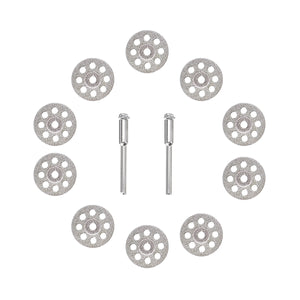 10pcs 22-30mm Diamond Coated Saw Blade 9 Holes Double Sided Diamond Cutting Discs with 2Pcs Mandrel