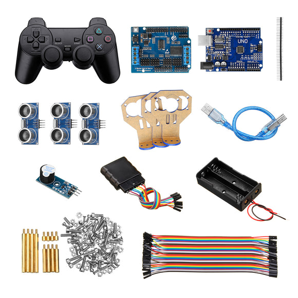 Handle Control Automatic 3 Channel Ultrasonic Obstacle Avoidance Kit Smart Robot Tank Car Chassis UNO R3 Motor Driver Board Kit