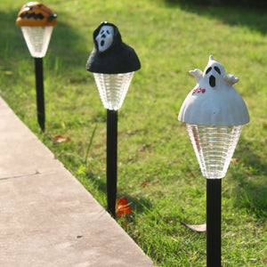 2pcs Halloween Ghost Pumpkin White LED Lights Garden Courtyard Holiday Decoration Lamp