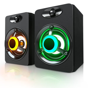 SADA V-188 Colorful LED Light 2.0 Computer Speaker Bass Stereo Dual Speakers for Phone PC Laptop