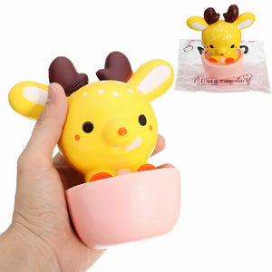 NO NO Squishy Deer Cup Teacup Elk 16cm Slow Rising With Packaging Collection Gift Decor Toy