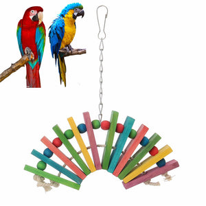 Parrot Colored Woodeen Bite Toys Cage Pendant Gadget Gift