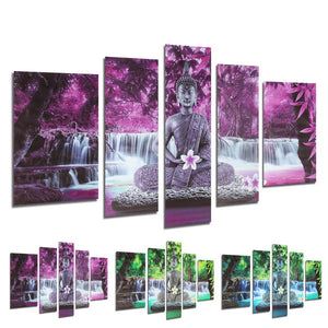 5PCS Frameless Canvas Prints Buddha Buddhism Worship Picture Art Home Wall Decoration