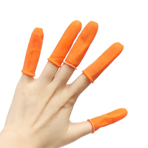 Suleve FC01 100Pcs Orange Anti Slip Latex Finger Cot Rubber Fingertip Anti Static Protective