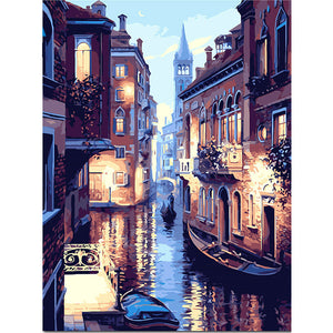 40X50CM Frameless The Water World Of Venice Canvas Linen Canvas Oil Painting DIY Paint By Numbers