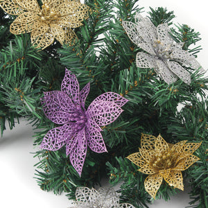 Christmas Decoration Flower Glitter Leaves Party Deocration