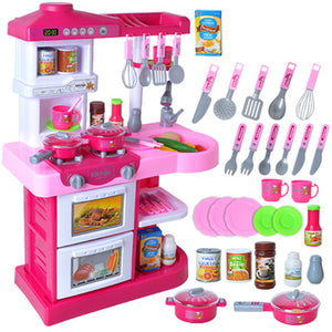 Kids Pretend Role Play Sound Light 28Pcs Kitchen Tools Seasoning Set Funny Developmental Toys