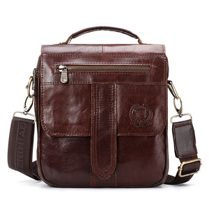 FUZHINIAO Men Genuine Leather Messenger Bag Crossbody Shoulder Male Bags Small Flap Handbag