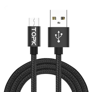 TOPK 2.1A Micro USB Fast Charging Data Cable 3.94ft/1.2m for Honor 8X Xiaomi Redmi Note 5