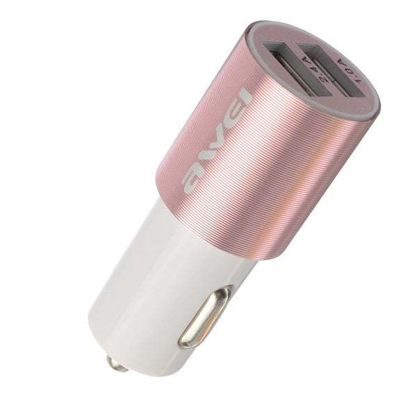 Awei Metal Dual USB Quick Car Charger 5V 2.4A For iPhone SE/6S/6S Plus/6/6 Plus/PC/iPad