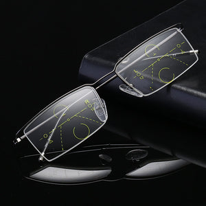 Half Rim Progressive Multifocal Presbyopia Intelligent Reading Glasses Resin Lens