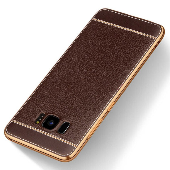 Plating Litchi Texture Leather TPU Case For Samsung Galaxy S8