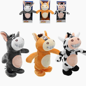 20cm Talking Donkey Sound Record Stuffed Animal Plush Cow Walking Electronic Moving Cow