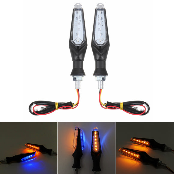 2Pcs Universal 10LED 12V 1W Motorcycle Turn Signal Lights Indicator Amber Blue