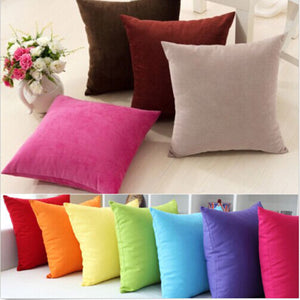 50x50cm MultiColor Suede Sofa Car Office Cushion Cover Backrest Pillow Case