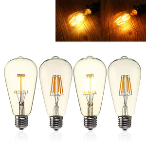 E27 ST64 6W Clear Cover Dimmable Edison Retro Vintage Filament COB LED Bulb Light Lamp AC110/220V