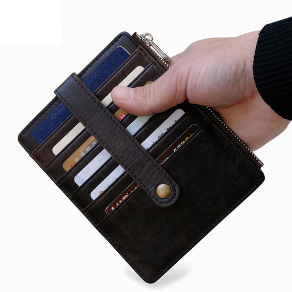 Men's Genuine Leather Passport Card Holder Slim Travel Wallet