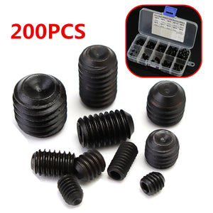 200pcs M3 M4 M5 M6 M8 Hex Socket Screws Assortment Black Grade 12.9 Alloy Steel