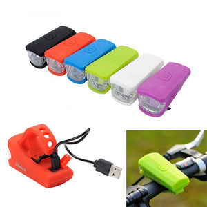 Bike Bicycle USB Light Front Led Light Lamp Rechargeable Silica Gel Safety Light For Cycling Riding