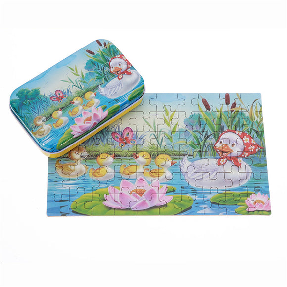 60pcs DIY Puzzle Duck Fairy Tale Cartoon 3D Kids Children Educational Gift Collection Toy