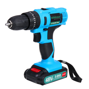 48VF 3000mAh Electric Impact Drill Rechargeable Power Screwdriver 25+1 Torque W/ 1 or 2 Li-ion Battery