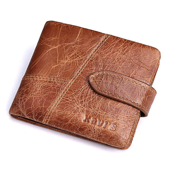 Men Women Vintage Bifold Genuine Leather 6 Card Slots Card Holder Short Wallet Coin Purse