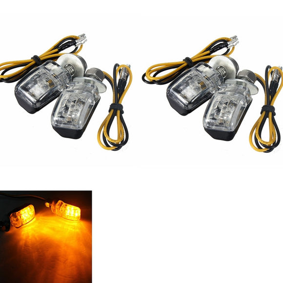 4Pcs Amber LED Mini Motorcycle Blinker Indicator Turn Lights