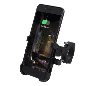 Rechargeable Phone Mount Premium Aluminum 20-29MM Handlebar Holder Black For ATV Motorcycle