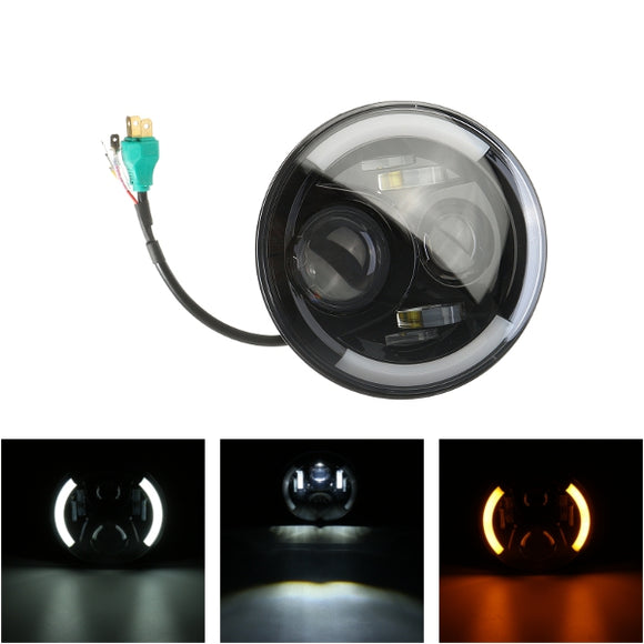 7 inch Round LED Projector Headlamp Motorcycle Headlight High/Low Beam W/ DRL+Turnlight H4 Plug