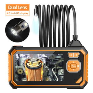 Inskam113-2 Dual-lens 5M Borescope HD 1080P Hard Wire 4.3-inch Large Screen + IP67 Waterproof for Car Sewer Air Conditioner Mechanical Maintenance